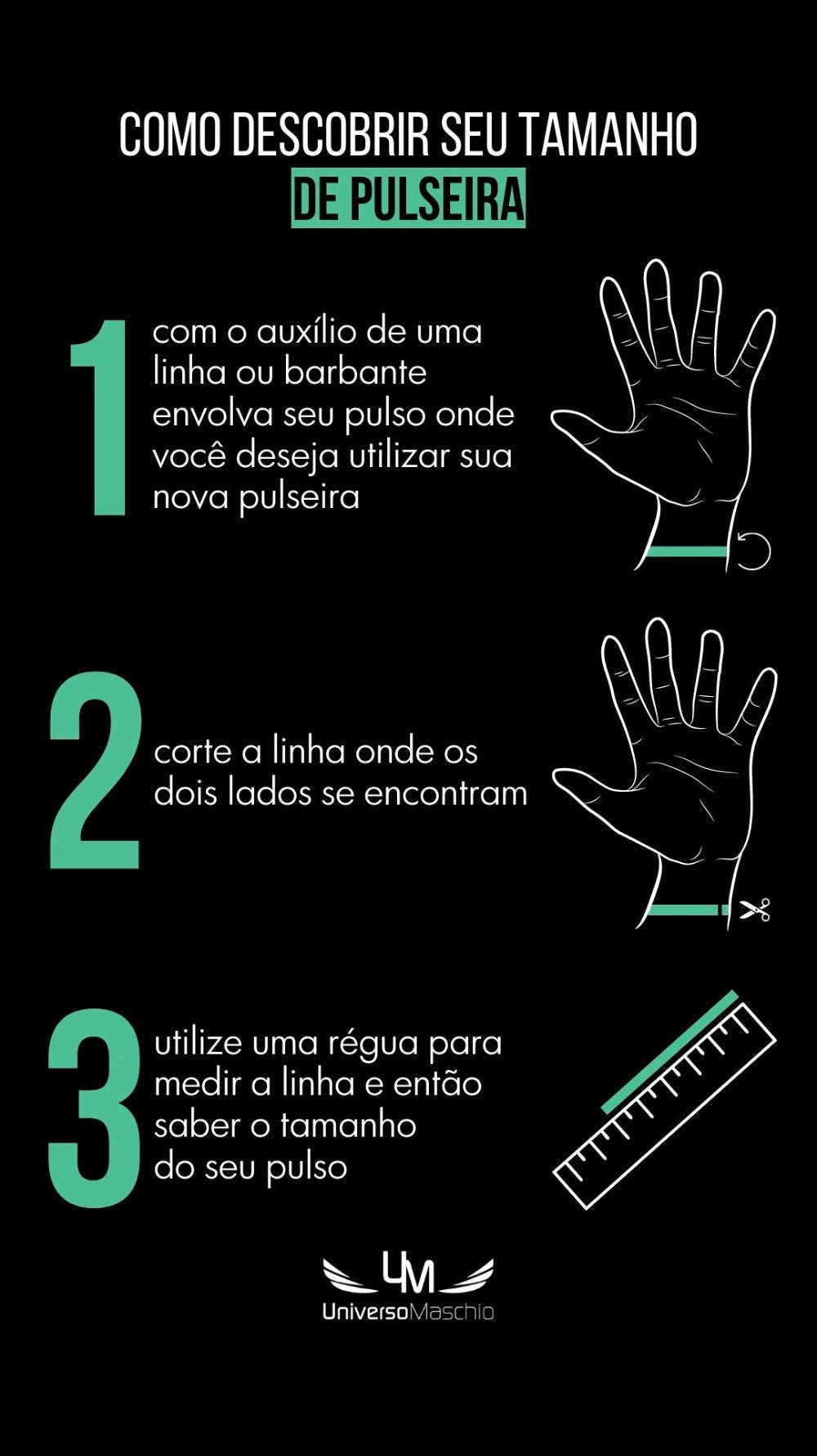 Pulseira Masculina Preta em Couro 08707