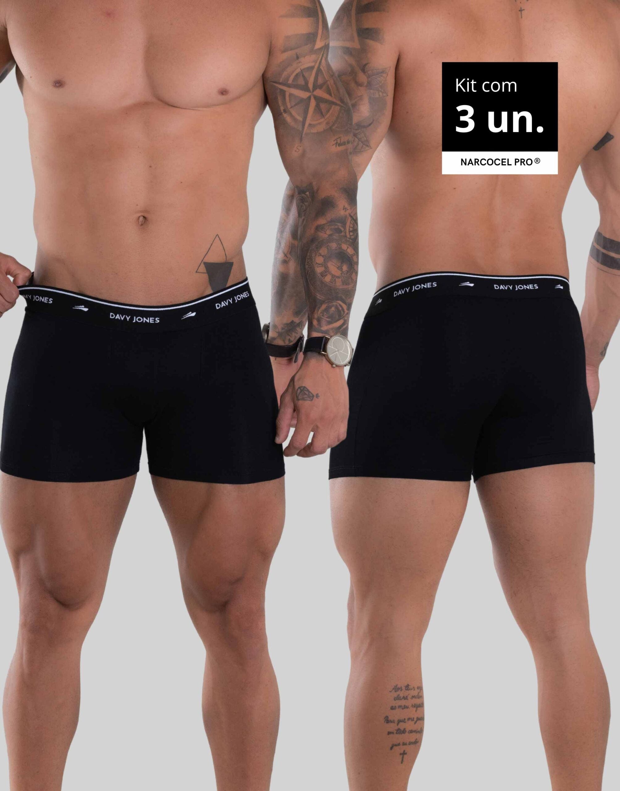 Kit Cueca Box Masculina Narcocel – Cor Preta