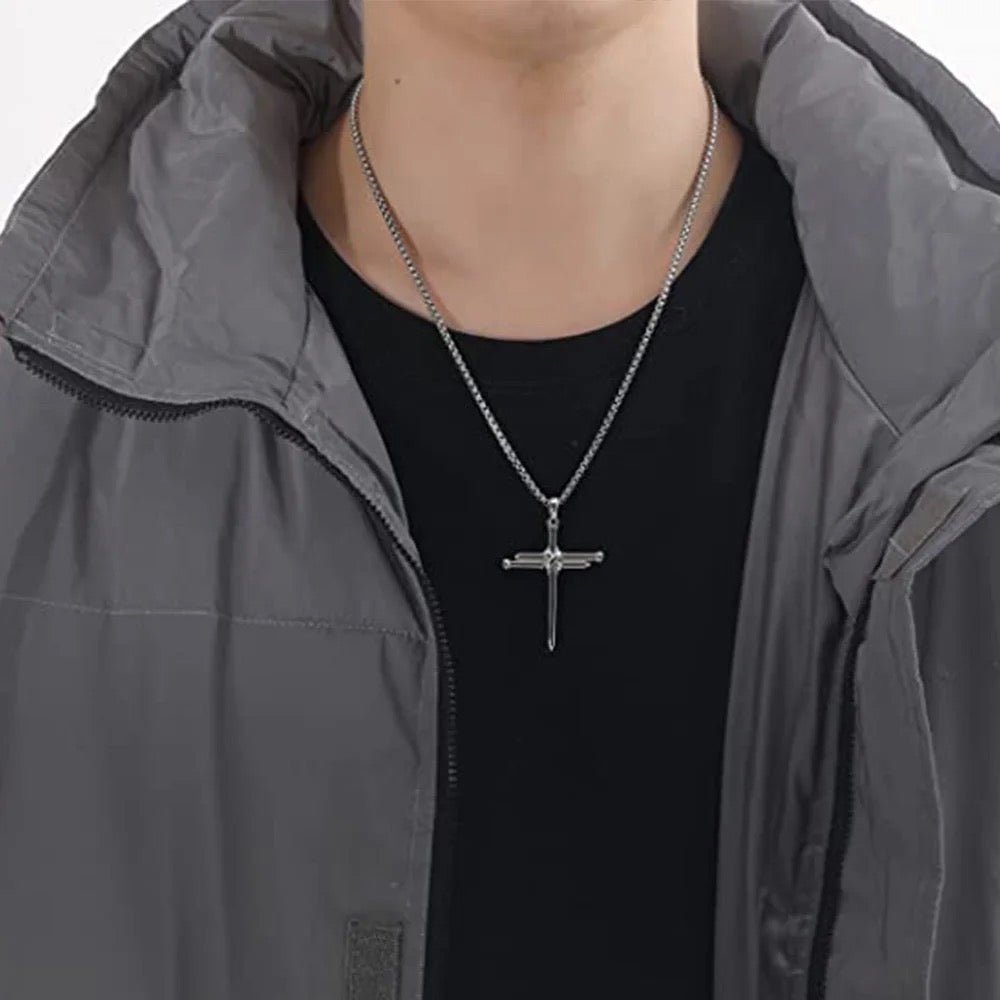 Colar Masculino Cruz em Aço Vati